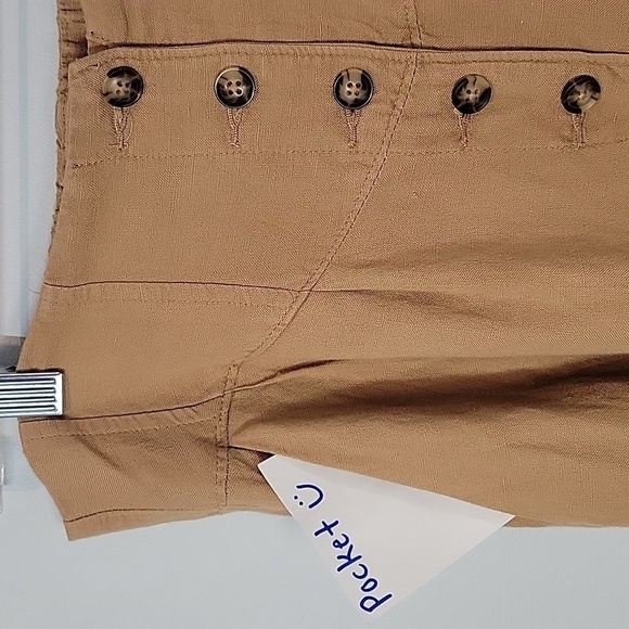 Express Linen super high rise beige button fly pants - Picture 3 of 11